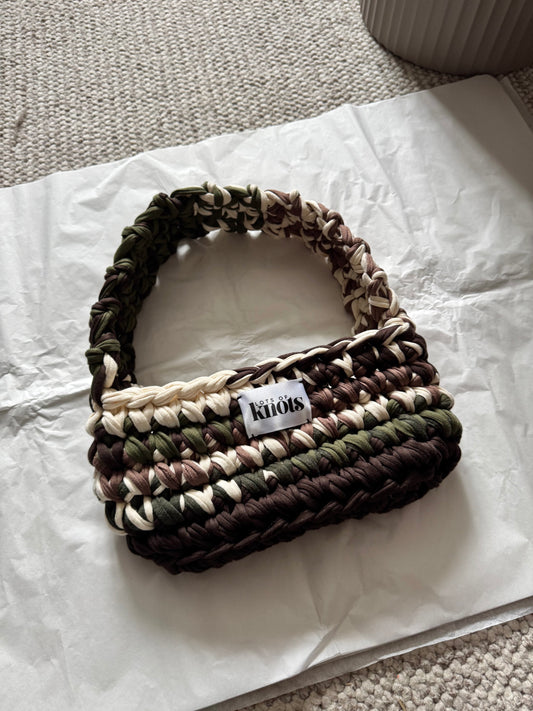 shoulder bag - browns & dark green (custom)