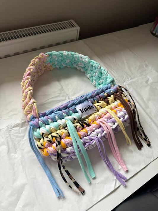 shoulder bag - pastel & leopard print (custom)